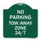 Signmission Designer Series No Parking Tow Away Zone 247, Green & White Aluminum Sign, 18" x 18", GW-1818-23792 A-DES-GW-1818-23792 - alternate 1